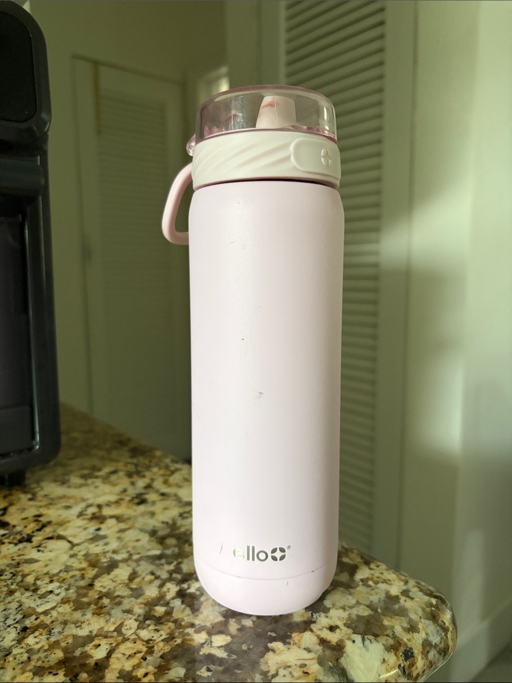 ellos Soft light Pink Stainless Steel Travel Bottle with Flip Straw Lid